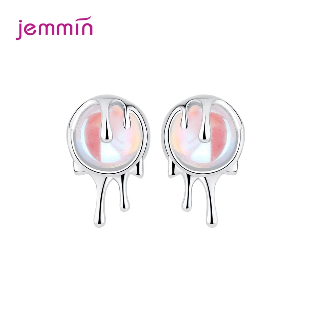 Korean Style Sparkling Moonlight Stone Earrings Genuine 925 Silver  Personality Irregular Gradient Earrings Jewelry