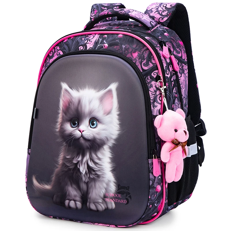 New Cartoon 1-3 Grade School Bags Kids Backpack For Girls 3D Animal Pattern Children Orthopedic Backpack Mochila Infantil