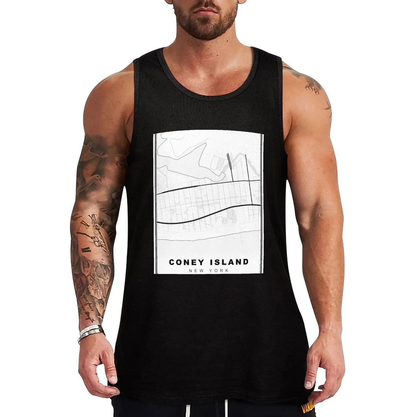 Coney Island Map Tank Top Active Tank Top Lightweight Workout Gym Sleeveless