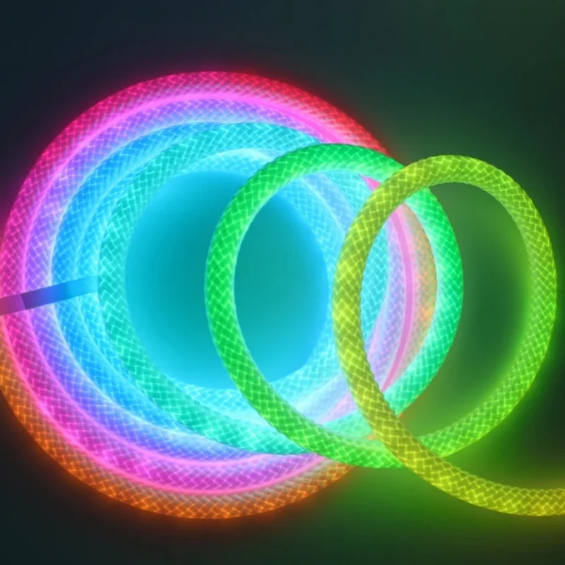 

360° Glowing RGB Woven Mesh Circular Led Neon Light Strip Remote Control/App Control-Outdoor Garden,Pool Waterproof Light Strip