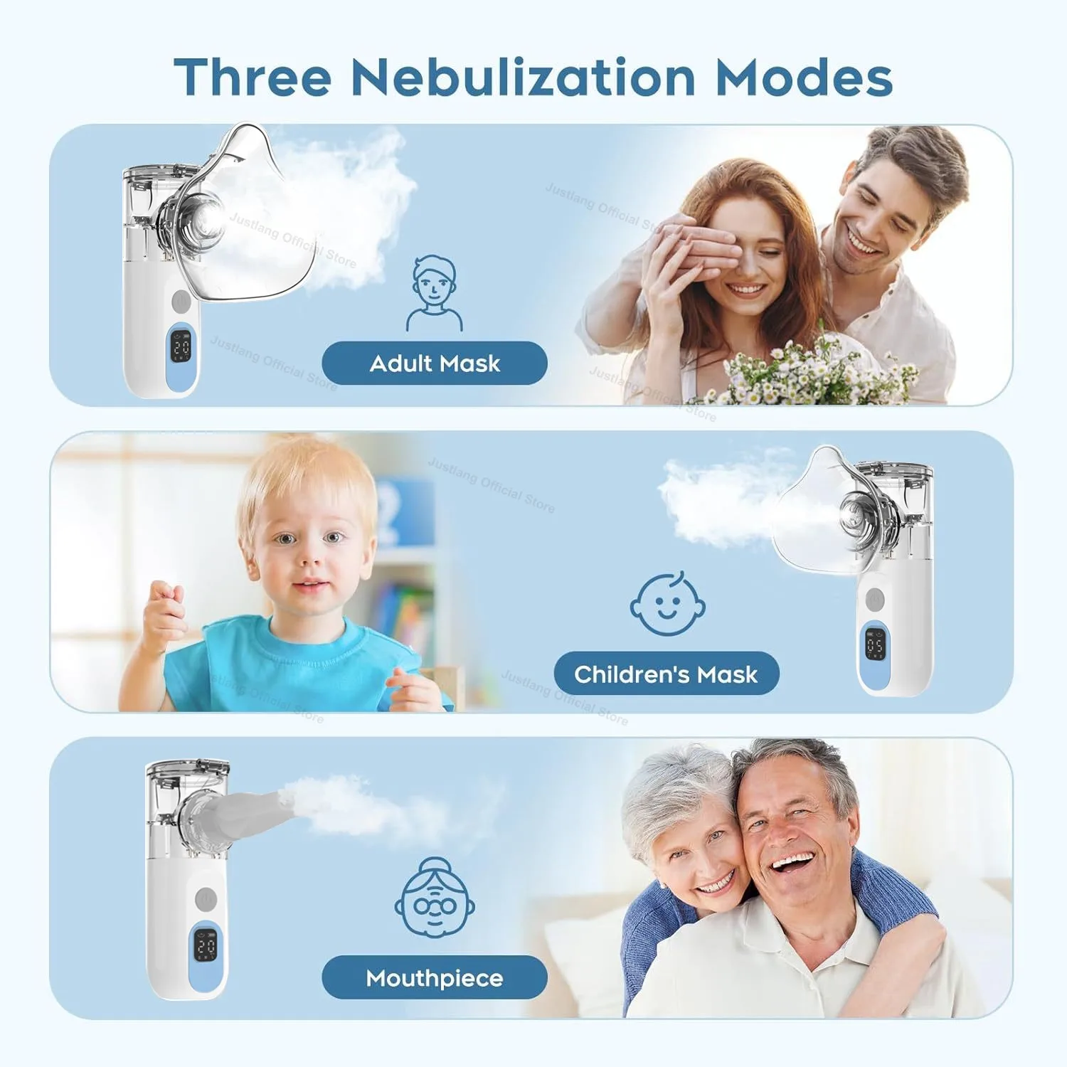 AiQUE Rechargeable Nebulizer 3.5μm Adjustable LED Display Medical Silent Ultrasonic Inhaler Timing Steam Device Adult child