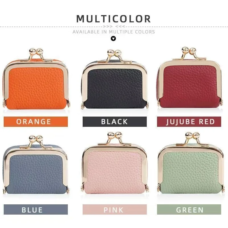 Mini Leather Coin Purse – with Gold Clasp, Small Jewelry and Earphone Pouch for Women, Cute Colorful Wallet for Daily Use view 5