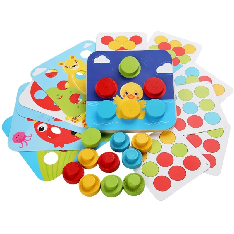 Jeu d'ongles en forme de champignon, Puzzle d'apprentissage précoce pour enfants, jouets interactifs, reconnaissance des couleurs d'intelligence