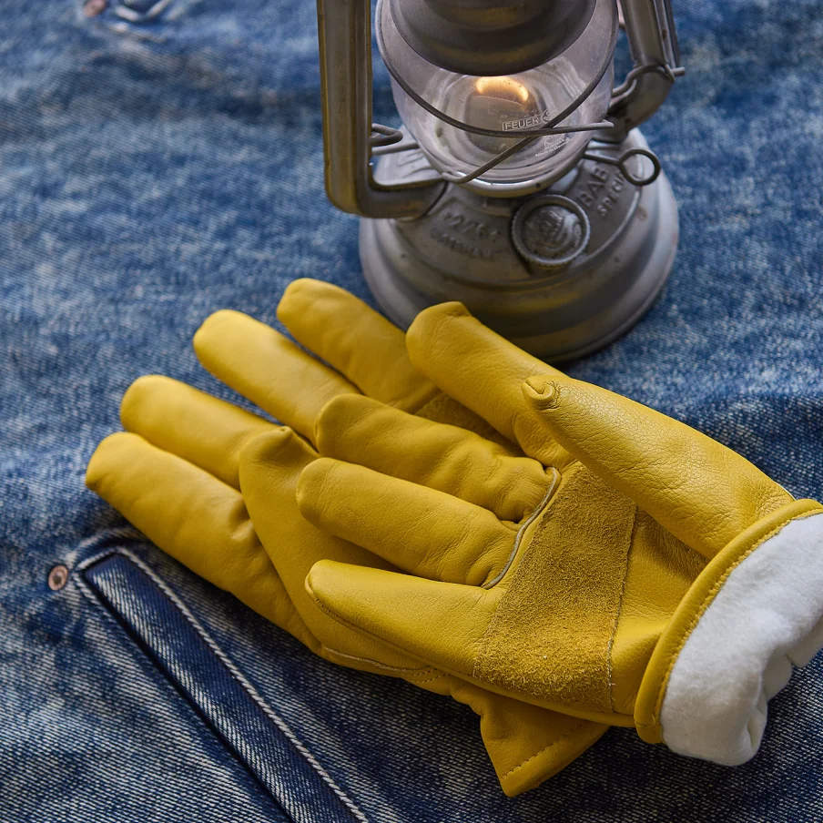 Retro Patchwork Top Layer Leather Gloves Fleece Lined Genuine Leather Outdoor Gloves Split Finger Motorcycle Riding Warm Gloves