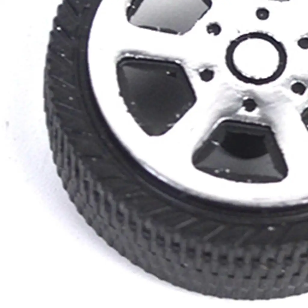 30mm 5-Spoke Plastic Wheel Rims with Soft Rubber Tires for RC Car, Pack of 10