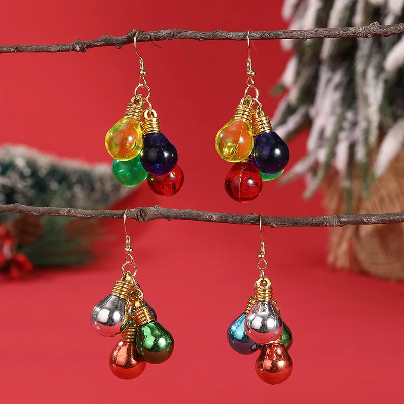 

2 шт./компл. персонализированные рождественские серьги для женщин, модные и креативные серьги с имитацией лампочек, новые стильные женские украшения для ушей.