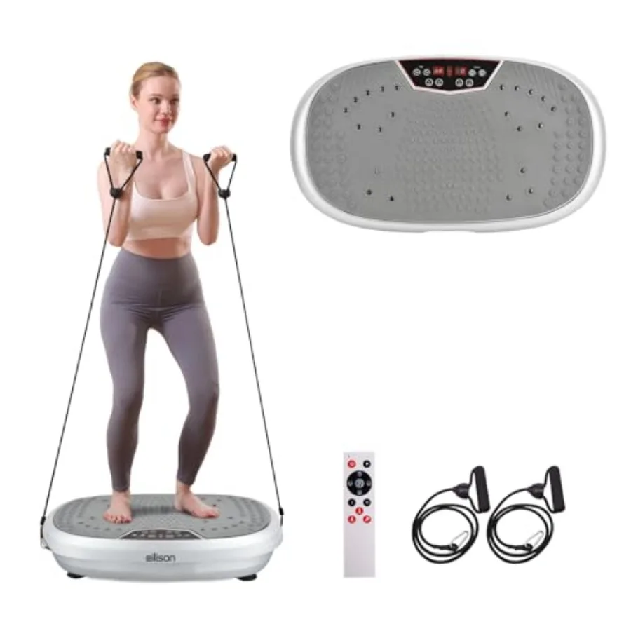 

EILISON FitMaxx 3D XL Vibration Plate Exercise Machine for Whole Body Workout with Loop Bands - Vibrating Platform for Lymphati
