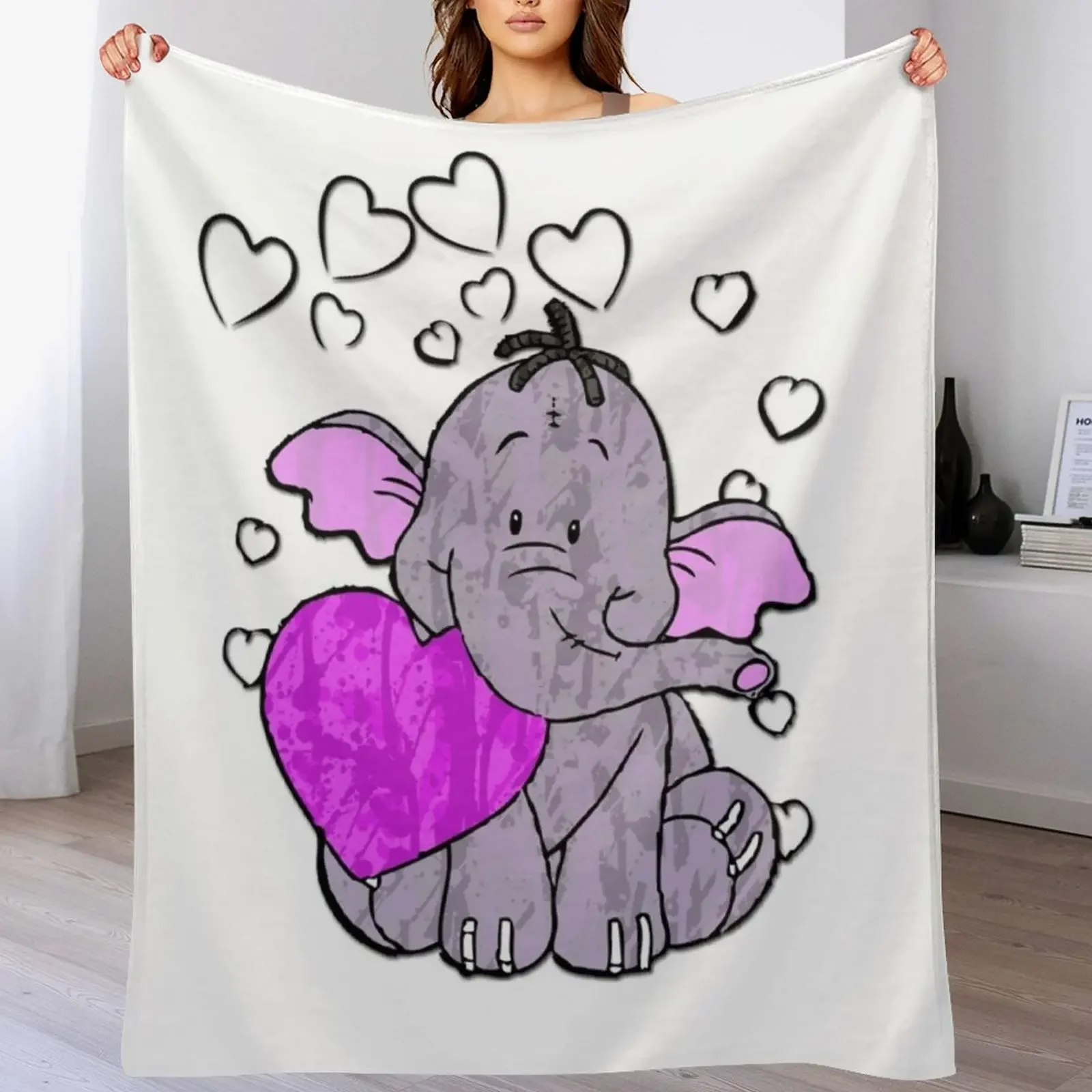 

Heffalump Valentine Throw Blanket Spring Fall Cozy Throw Blanket for Couch
