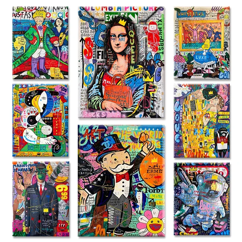 Street Graffiti Art Canvas Painting Prince Princess Queen Artist Alec Monopoly Daft Punk Posters Print Mural Home Decor Wall Art