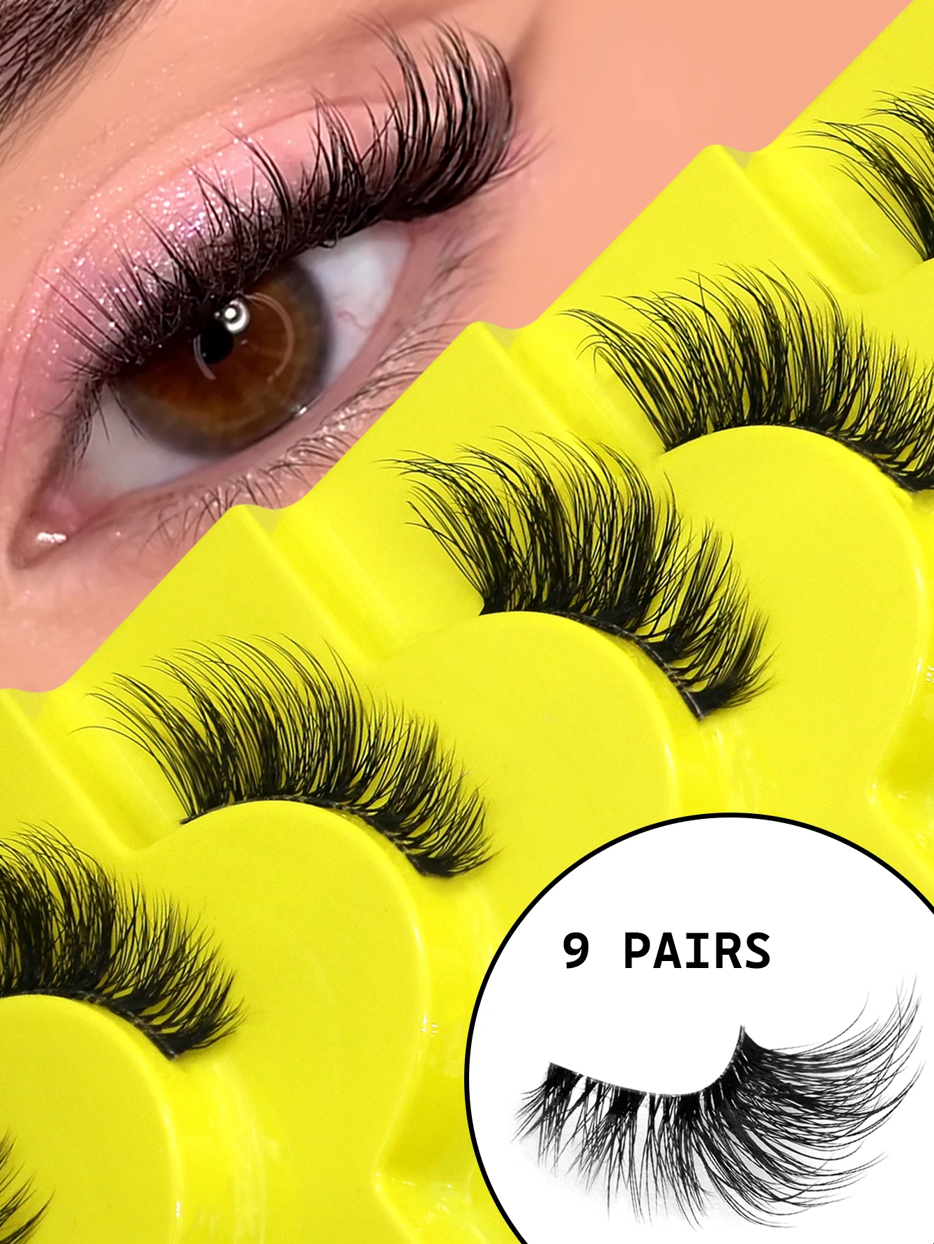 VELTRINAY Natural False Eyelashes Wispy Short Half Lashes Clear Band Natural Look C curly Cat Eye Eyelashes Fake Lashes Makeup