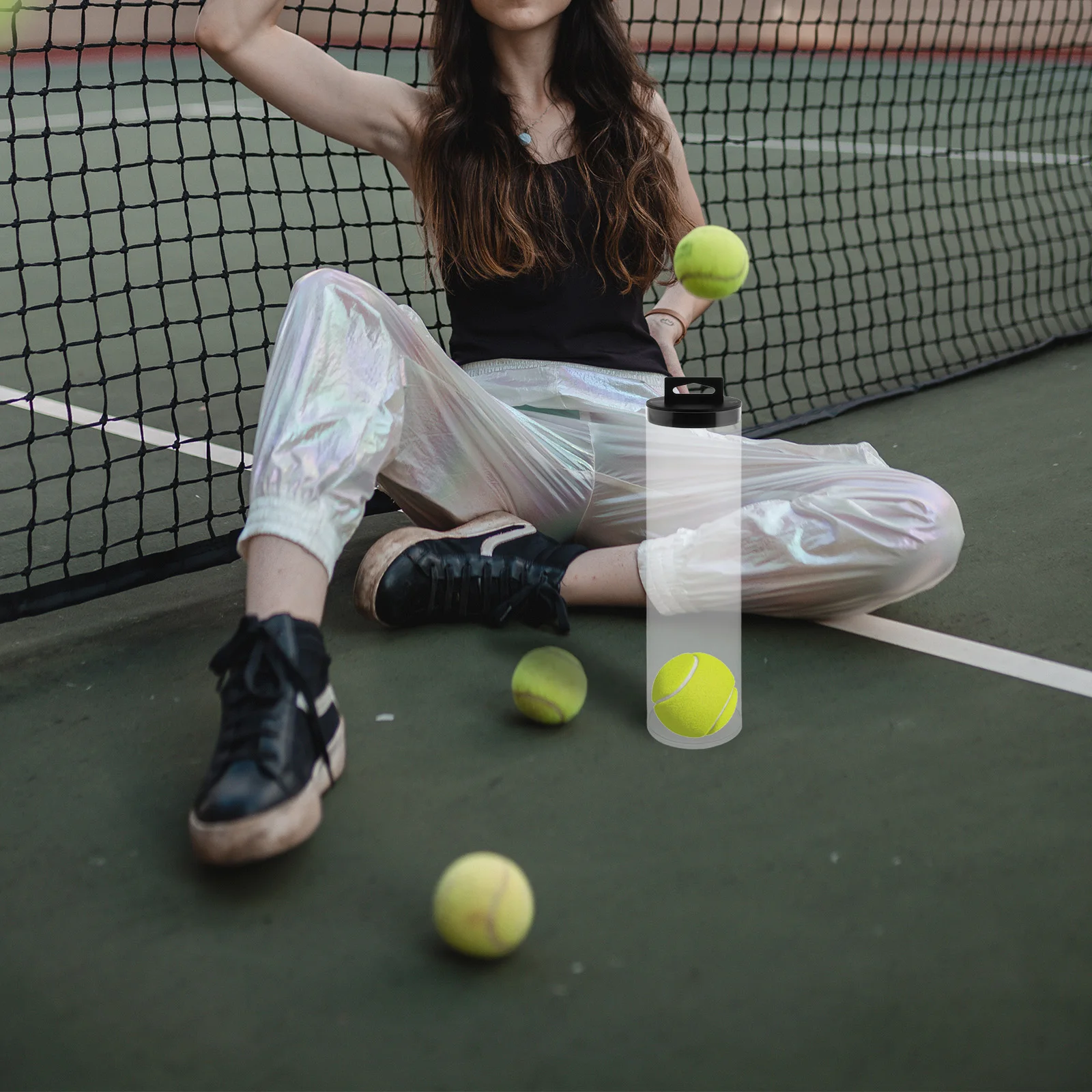 2 pçs caixa de armazenamento bola tubo transparente cilíndrico para suporte exibição tênis recipiente portátil brinquedo ao ar livre