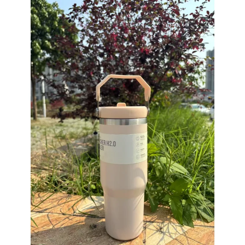 

New cross-border 30oz car coldinsulation Bingba cup 304stainless stee vacuum doublelayer thickened handle thermosCup