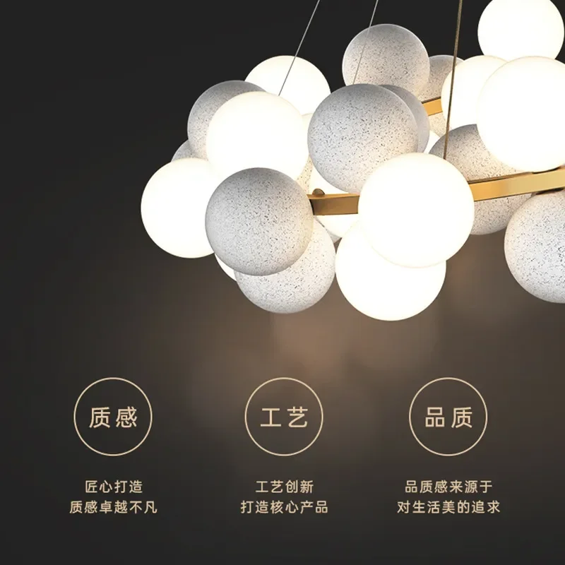 Italian Cream Style Solid Brass Chandelier Creative Sphere Pendant Light for Living Room Dining Room Bedroom Modern Decor