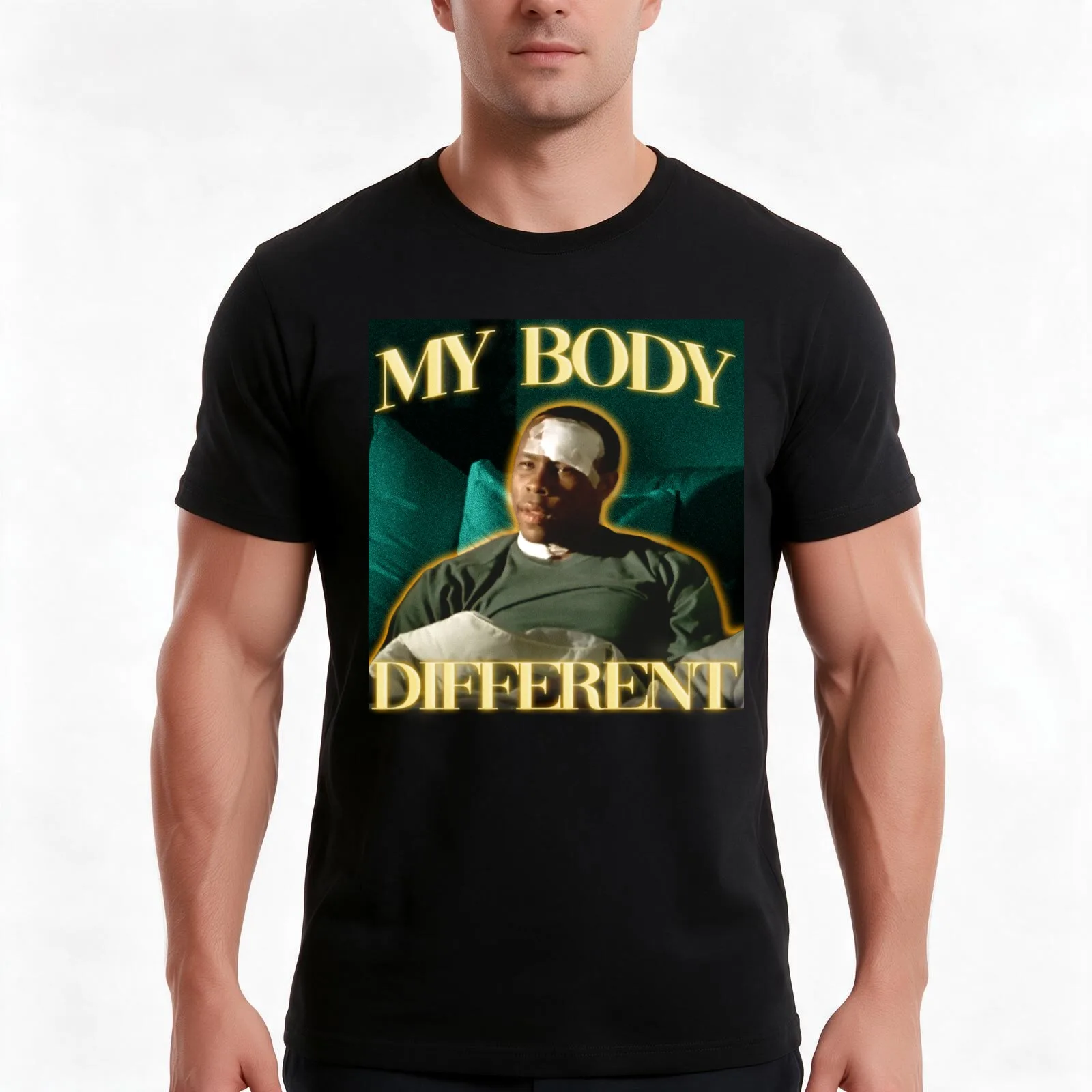 My Body Different T-Shirt Summer Casual Cotton Tee Oversized Streetwear Tops Vintage Graphic Print Loose Fit Short Sleeve