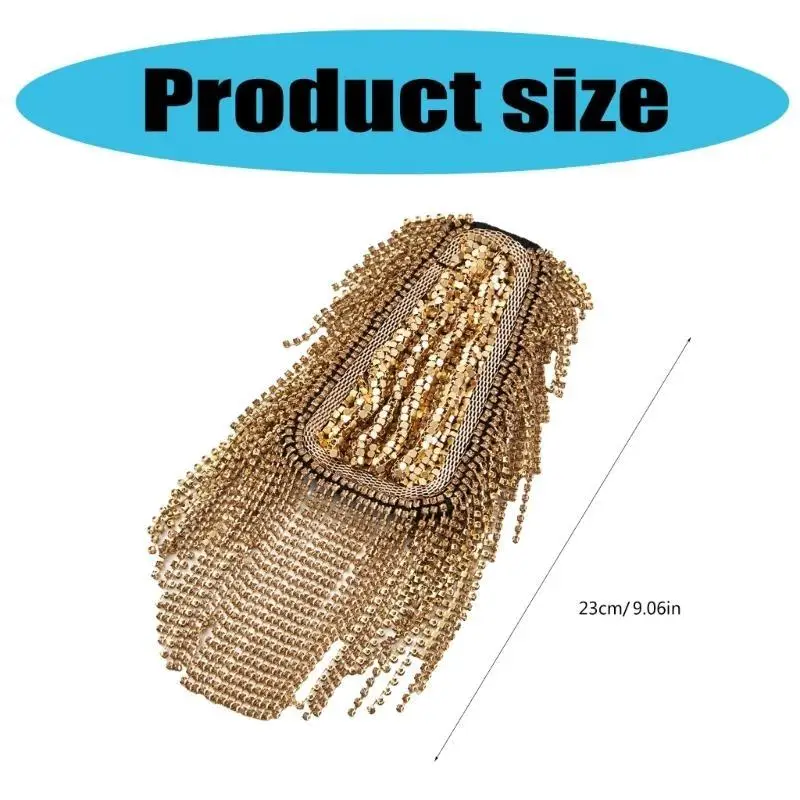 652F Eye Catching Crystal Tassels Suit Epaulets Stage Show Suit Shoulder Epaulettes for Jackets and Jackets Women Men Unisex