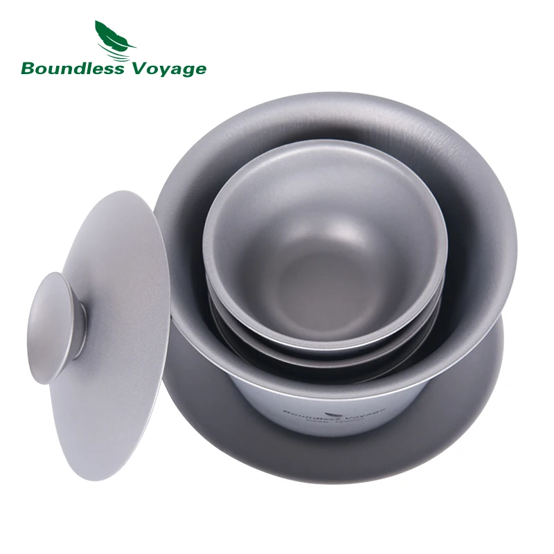 Boundless Voyage Titanium Gaiwan Kung Fu Tea Cup With Lid Double Walled Durable Tea Bowl With Cover Portable Tea Set Outdoor