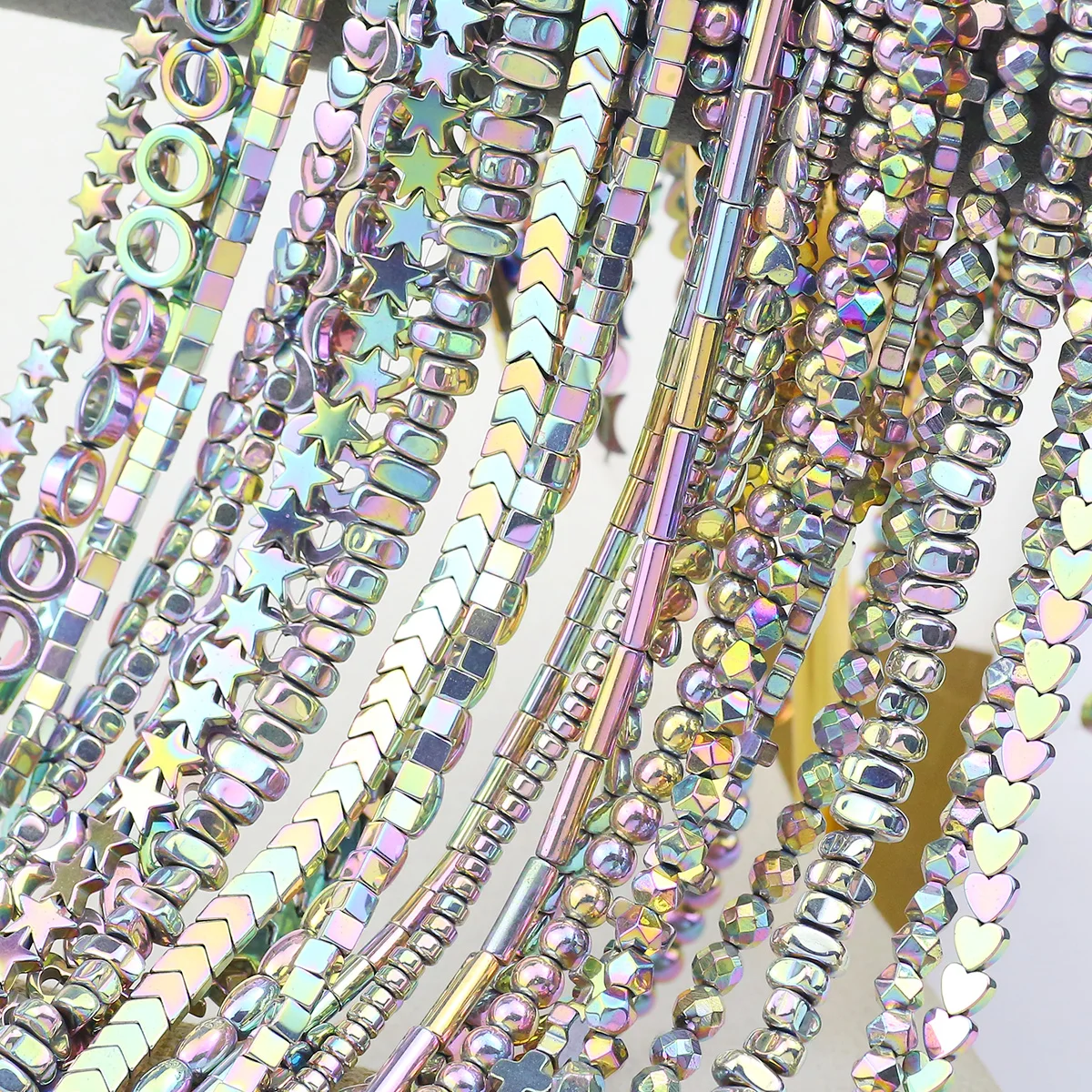 1strand Purple Colorful Round Star Heart Irregular Hematite Natural Stone Spacer Beads For DIY Jewelry Making Bracelets Necklace