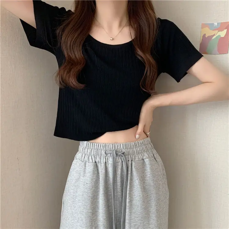 Short-sleeved T-shirt Women Thin Summer 2025 New Niche Slim Fit Knitted Top