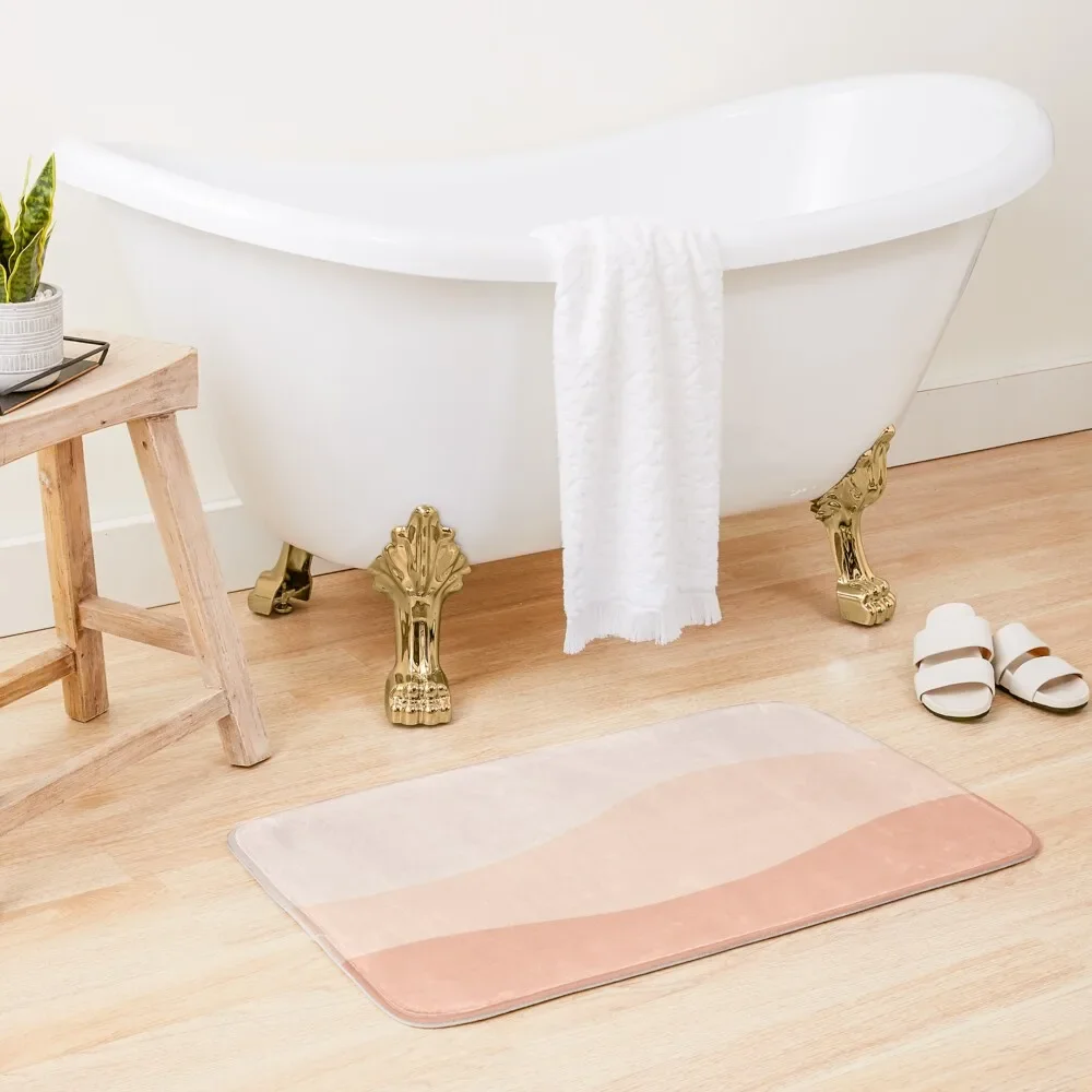 Peachy Ombre Dunes Bath Mat Kit Bathroom Toilet Carpet Mat