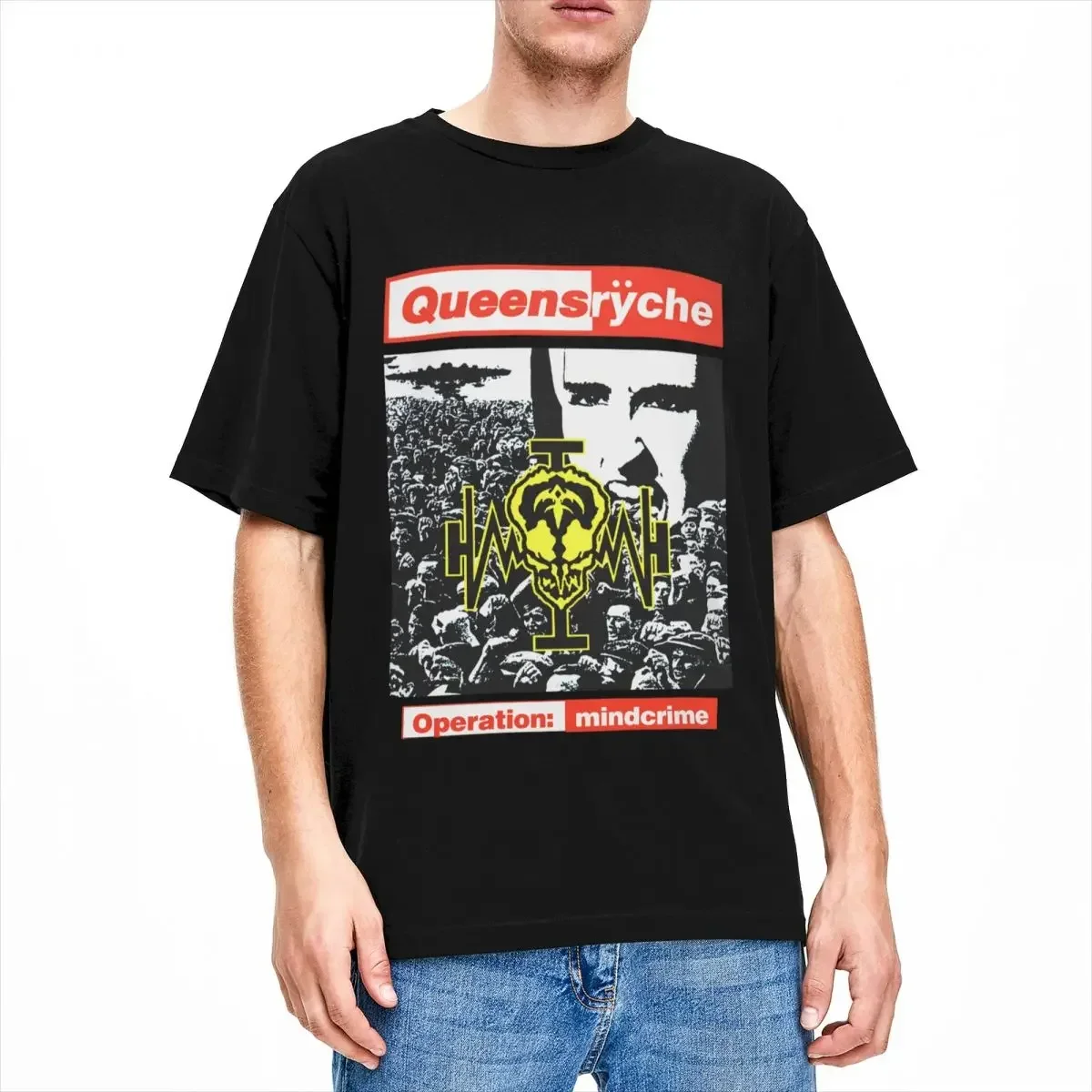 Vintage Queensryche Operation Mindcrime T Shirt for Men Women Pure Cotton Tee Shirt Unique Clothes