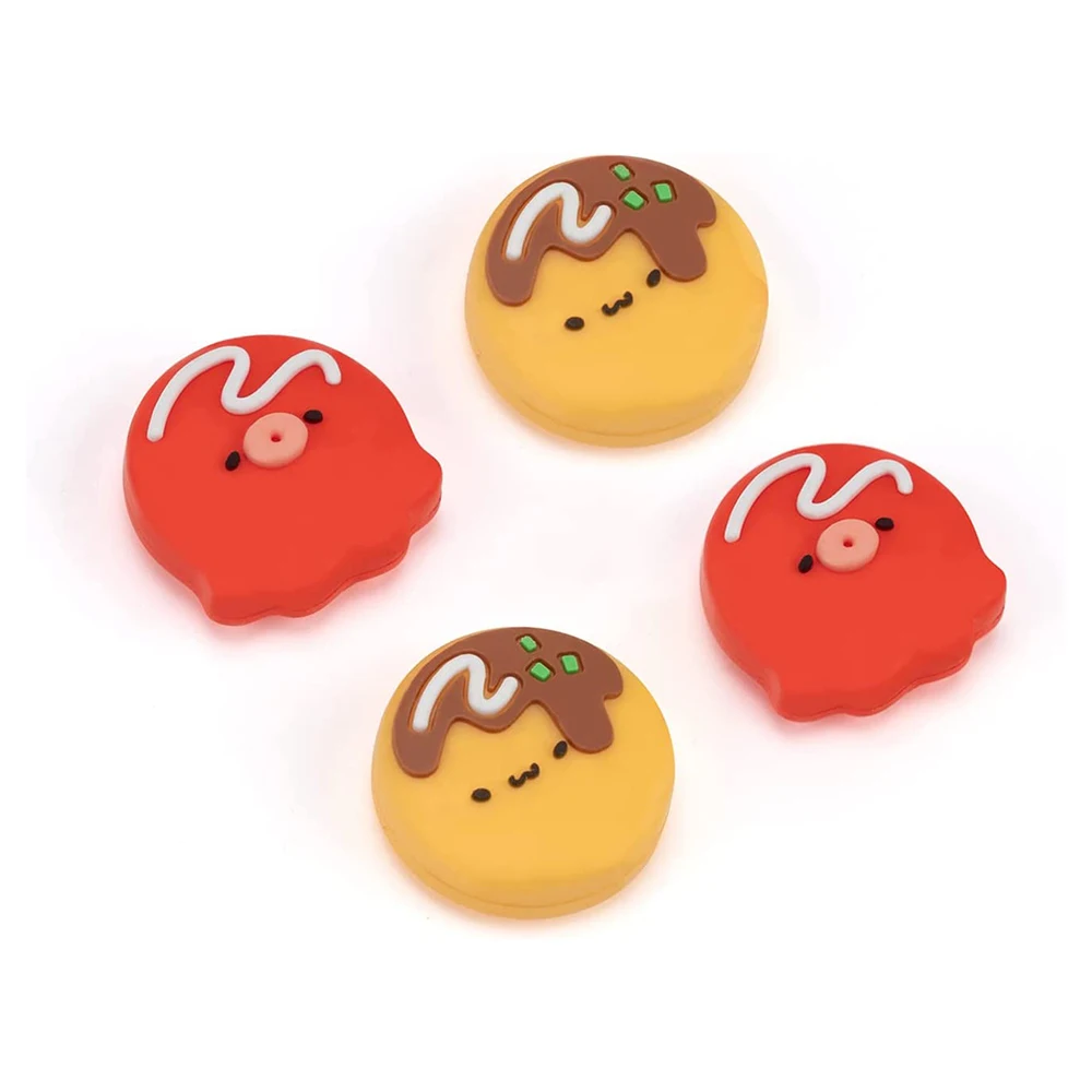 4pcs Takoyaki Silicone Thumb Grip Caps Compatível com Nintendo Switch OLED/Switch Lite/Switch Joy-Con Joystick Capa Protetora