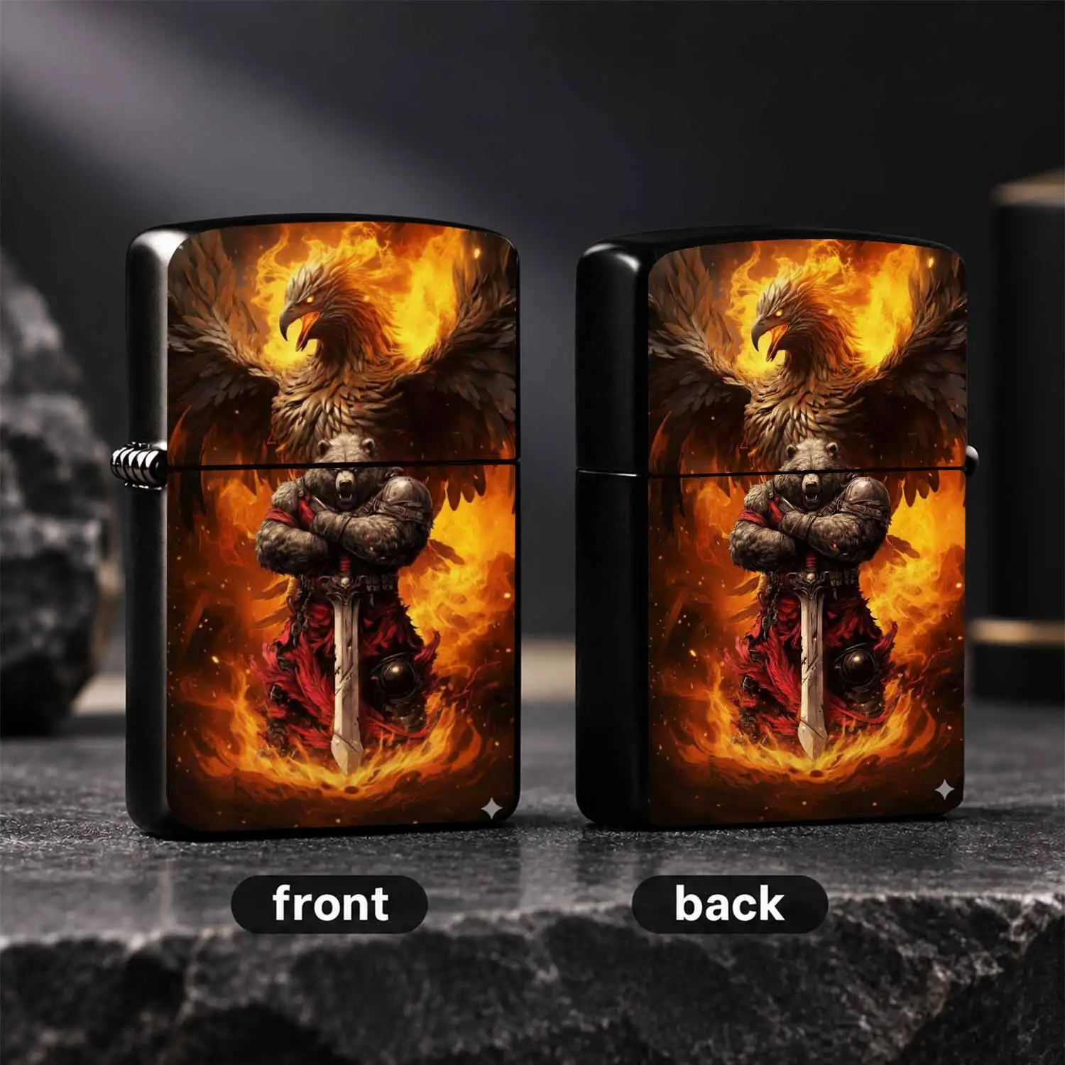 Creative BearPhoenix Themed Lighter, Cool Stylish Portable Accessory, Multi-scenario Usable for Outdoor Daily Use, Ideal Gift for Friends, Unique Collectible Decor with Fiery Aesthetic A Humorous And  A Humorous And Interesting Lighter