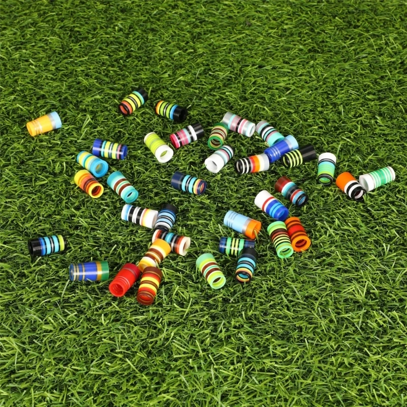حلقات جولف مدببة مخططة ملونة لأعمدة متوازية مدببة مقاس 0.35 بوصة