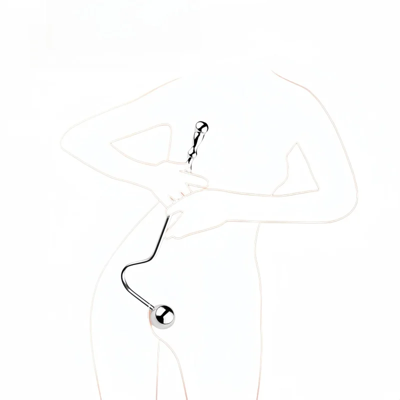 Adult Metal G Spot Wand Massage Stick Anal Hook with Unisex Anue Beads Butt Plug for Couple Stimulator Anal Plug Dildo Sex Toy view 4