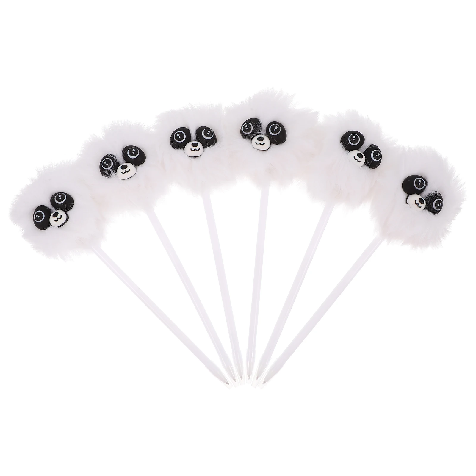 

6 шт. черная шариковая ручка, очаровательные красочные ручки, пушистый мультяшный помпон, милый креатив для письма