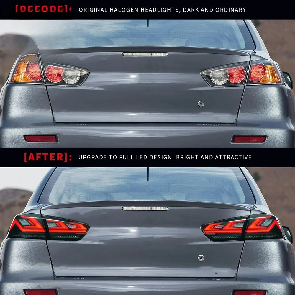 ชุดไฟท้ายรถยนต์สำหรับมิตซูบิชิแลนเซอร์ ปี 2008-2018 ไฟเบรก LED ไฟท้ายรถยนต์แบบ LED อะไหล่แต่ง