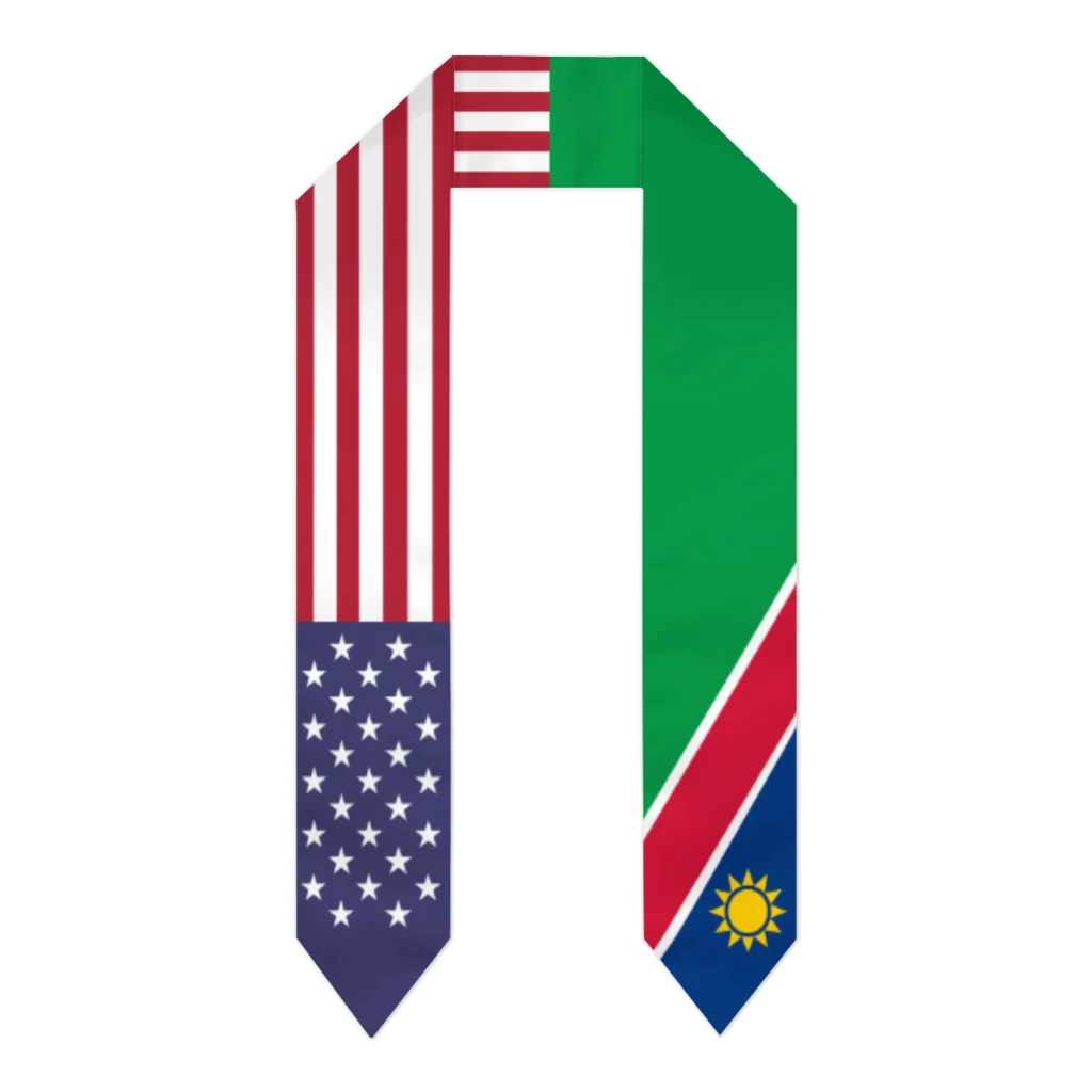 Graduation Sash Namibia & USA United States Flag Stole Shawls Graduate Wraps Scraf International Student Pride Gifts