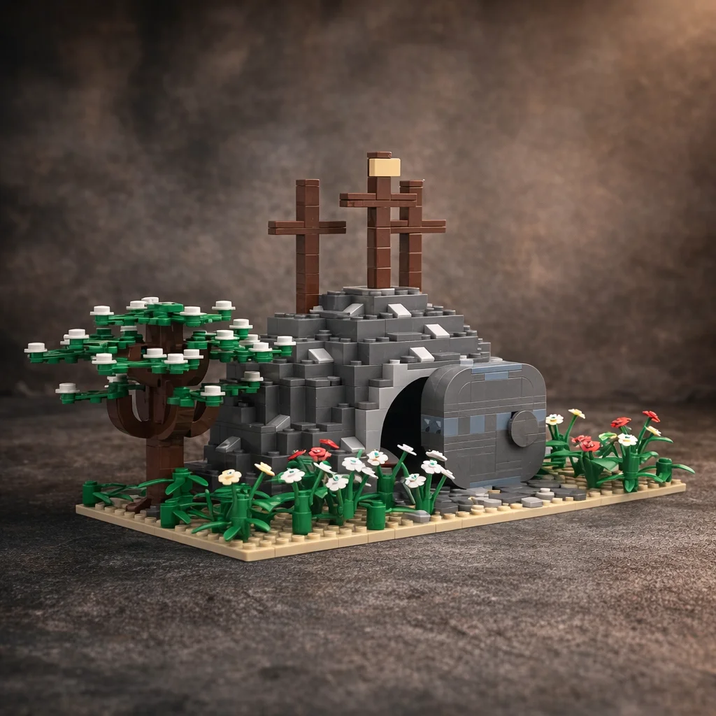 moc-empty-tomb-cave-scene-building-blocks-resurrection-stone-tomb-model-with-three-crosses-tree-garden-diy-bricks-toy-gift