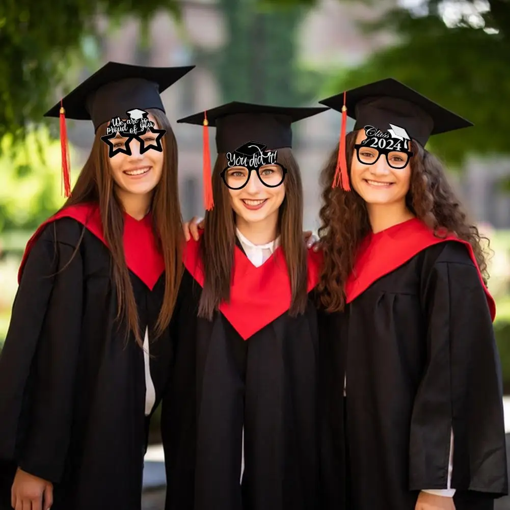 Reusable Graduation Glasses 2024 2024 Graduation Glasses Set with Sparkling Reusable Props Glitter for Class for Party