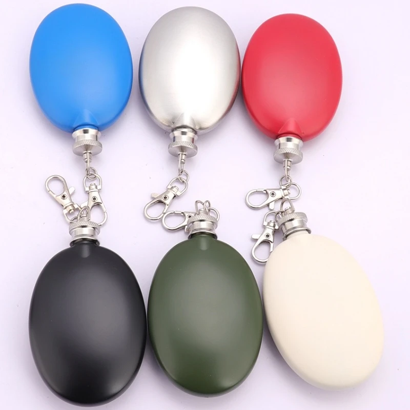 

Portable Hook Hip Flask 3 oz Spirits Vodka Cup + Funnel Stainless Steel Outdoors Whiskey Flask Oval Shape Flagon Men Gift
