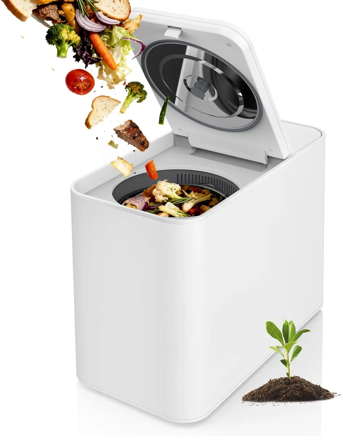 

3L Electric Kitchen Composter: Odorless, Low Noise, Auto-Cleaning, Converts Food Waste to Fertilizer in 4-6 Hours