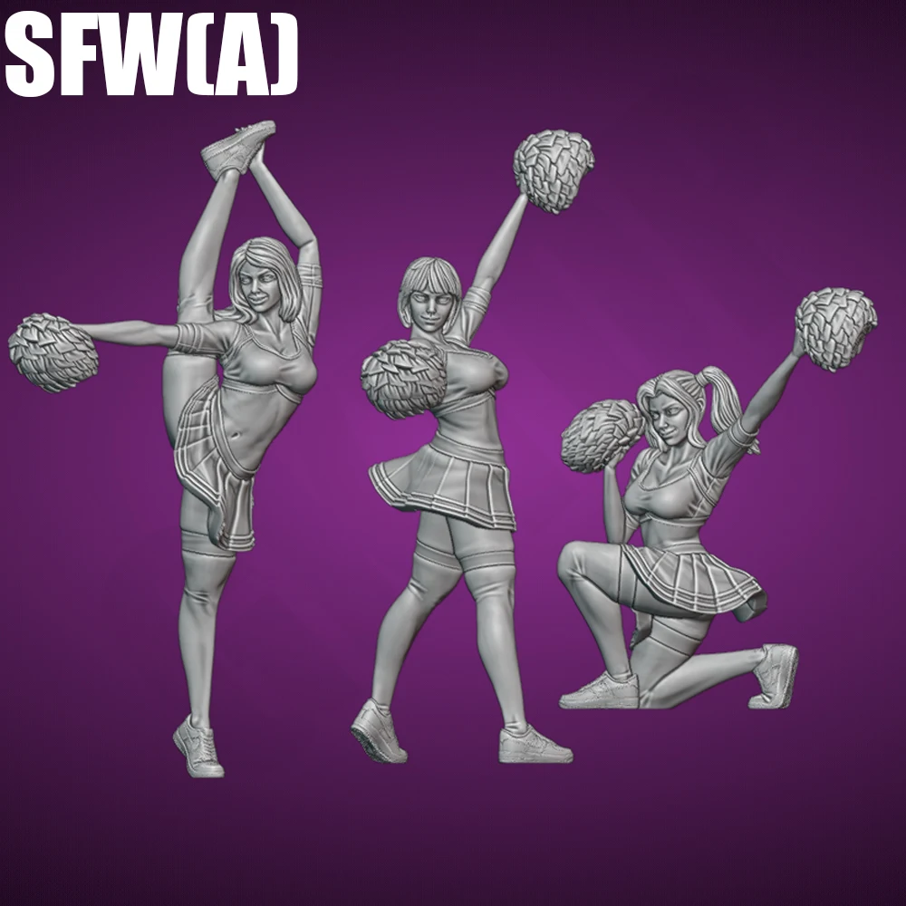 

1/24 3d Print Model Kit Sexy Girl Cheerleading Trio Resin Figure Model Kit Diy Micro Reduction Statue Unpainted Garage Kit Toys