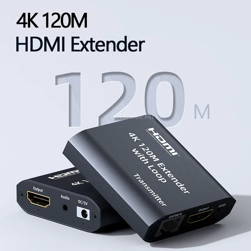 4K HDMI Extender 120M over RJ45 CAT5e/6 vs 1080P 60M HDMI to Ethernet Rj45 Video Extender with Audio EDID for PS5 PC Laptop TV