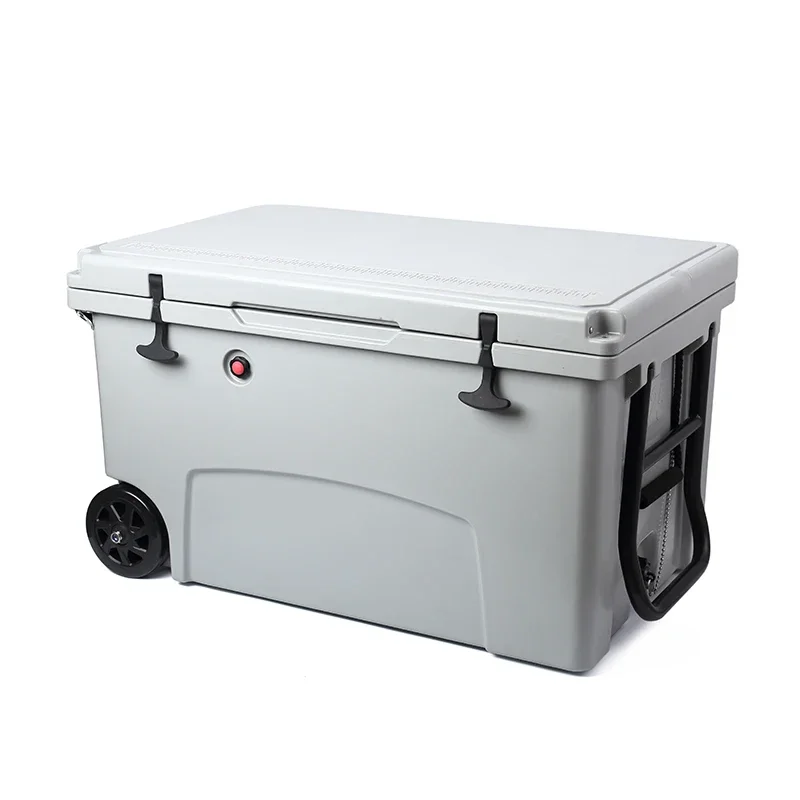 High quality big 75qt 125qt 145qt plastic insulated portable ice cooler box rotomold cooler with wheels