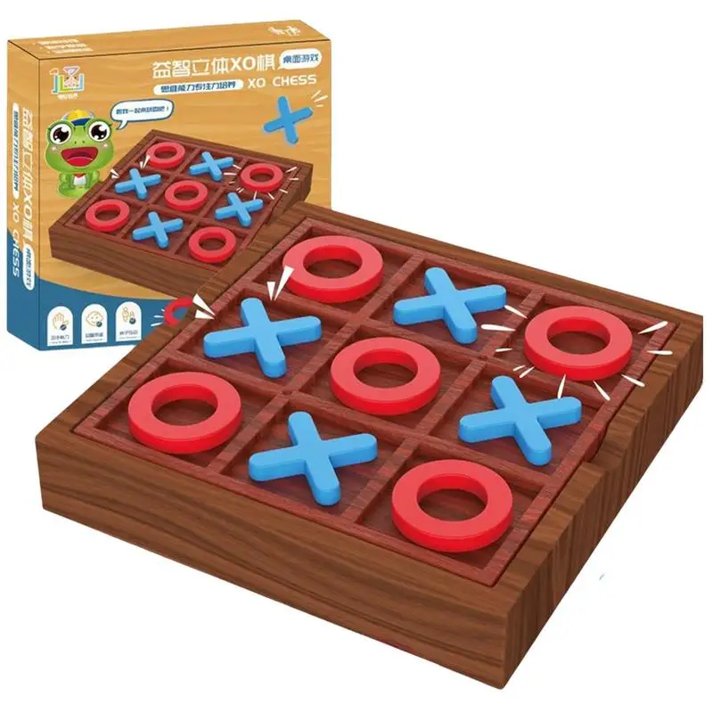 Wooden Tabletop Games For Kids Solitaire Board Game Tick Tac Toe Decorative Board For Coffee Table Board Games For One Player