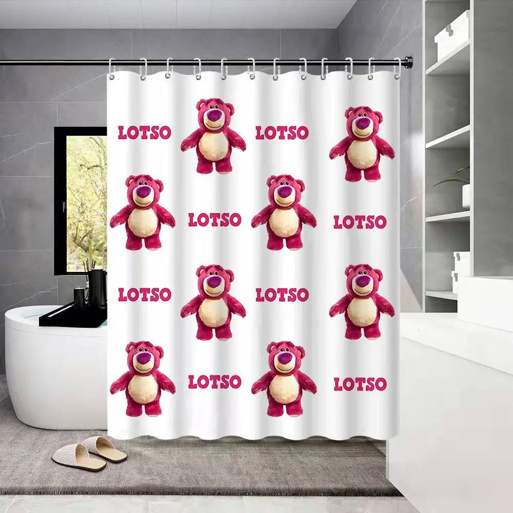 

Disney lotso Shower Curtain Cartoon Bathroom Curtain with Hooks Decor Girls Children's Gifts