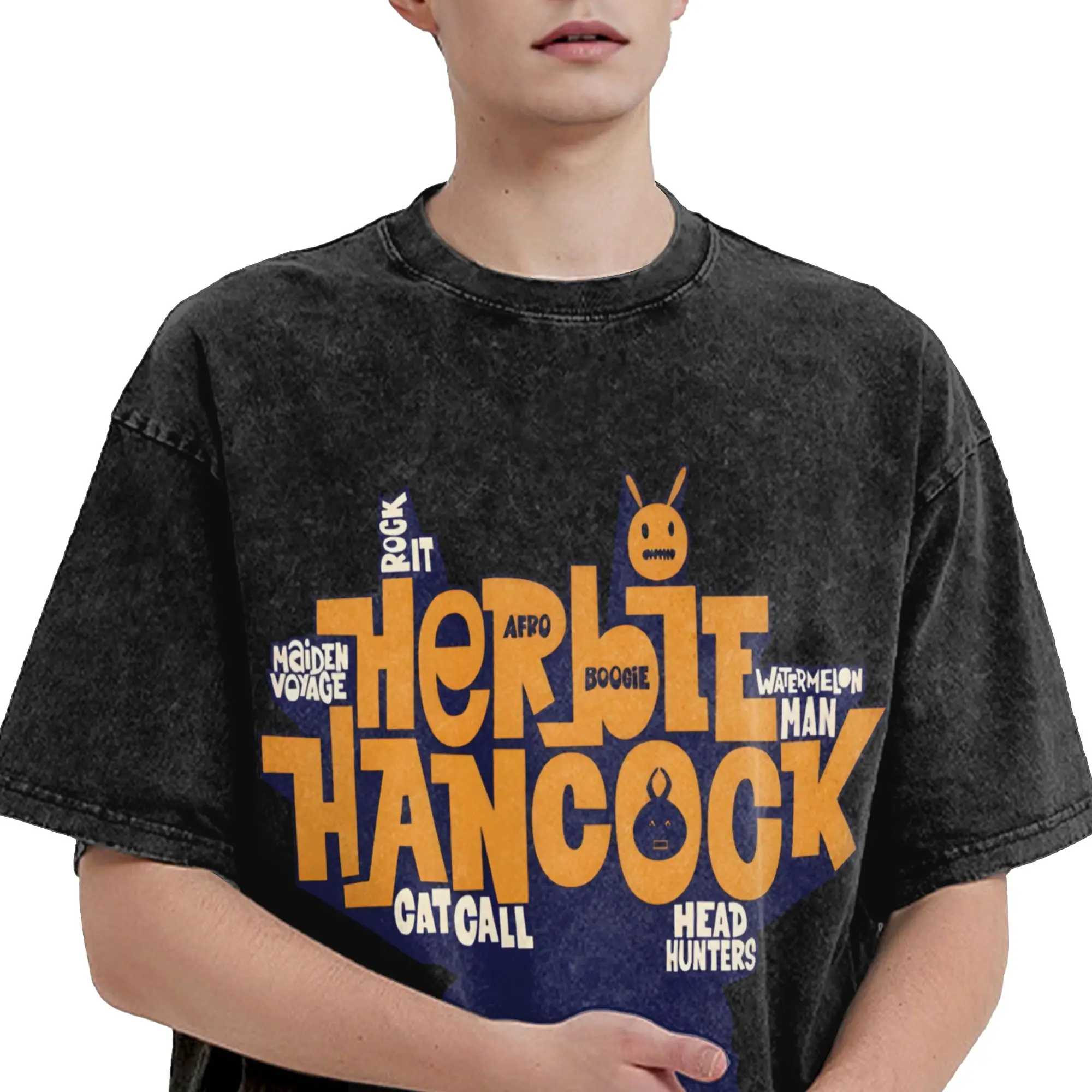 Herbie Hancock - Master of Funk and Jazz Washed T Shirts Streetwear Hip Hop Vintage T-Shirts  Tee Shirt Men Women Short Sleeve