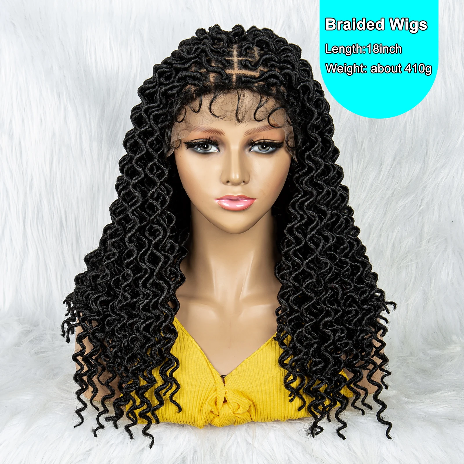 18 Inches Synthetic Lace Front Wig Braided Wigs Cornrows Braids Wig Knotless Braiding Curly Wigs Curly Dreadlocks Wigs