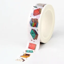 NEW 1PC. 10M Cute Books Japanese Paper Washi Tape for DIY Scrapbooking Planner Adhesive Masking Tape Kawaii Stationery