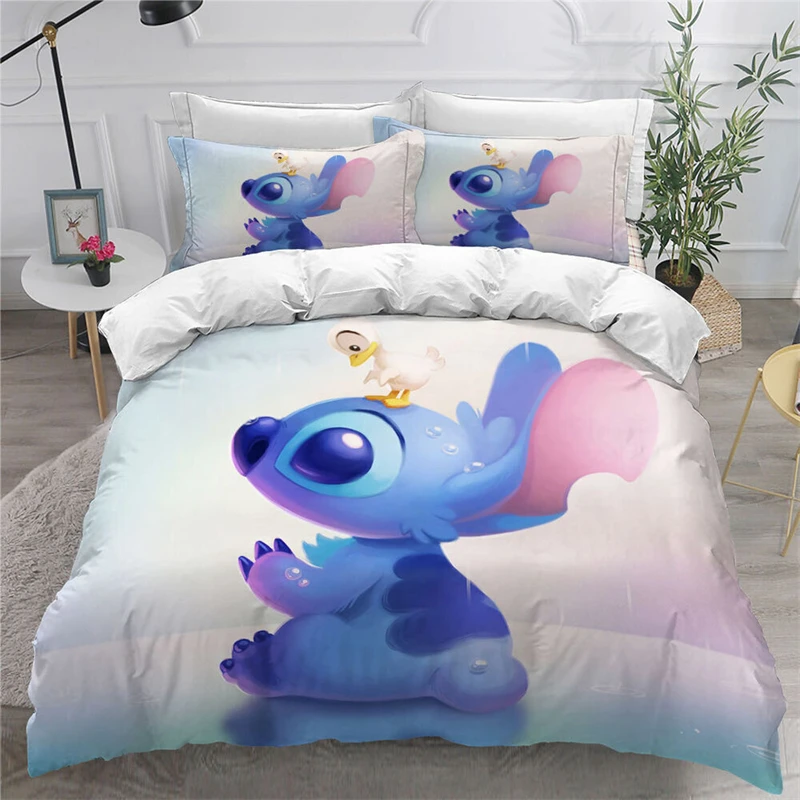 Duvet Cover Pillowcase Set Lilo & Stitch Bedding Set Kids 3D Stitch Single Double Large King Size Home Room Bedroom Decor Gift