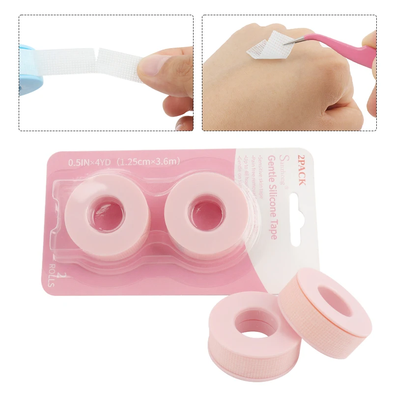 Bande adhésive en Silicone pour Extension de cils, 2 pièces, Patch de levage de cils, autocollants respirants sous les yeux, outil de maquillage