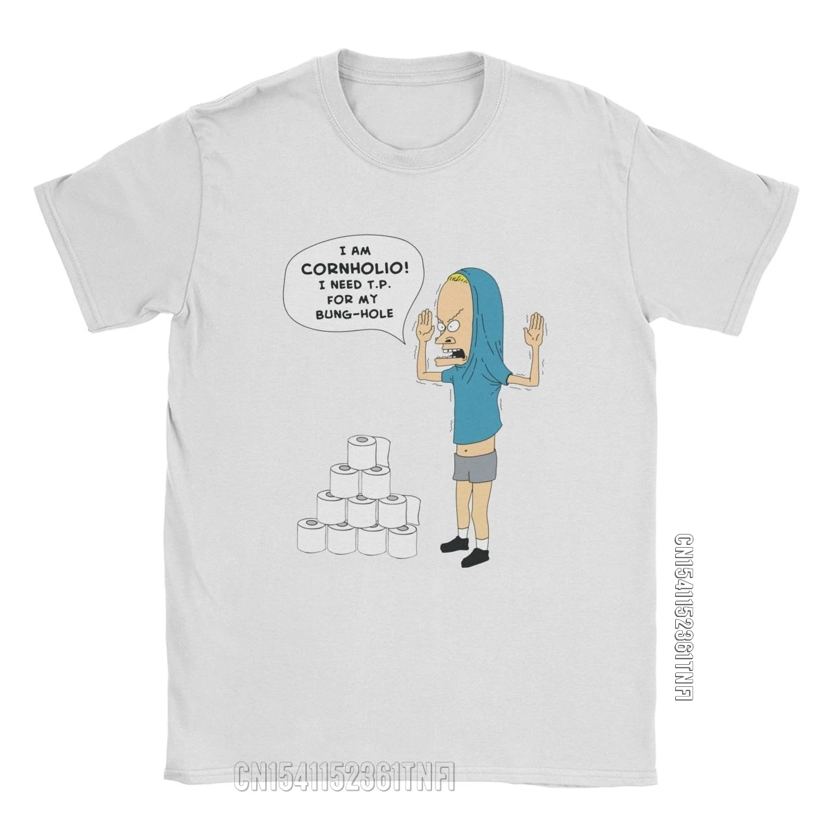 Cornholio Needs T.P. T Shirts For Men Cotton Funny T-Shirt Crewneck Beavis And Butt-Head Tees Classic Clothing Printed