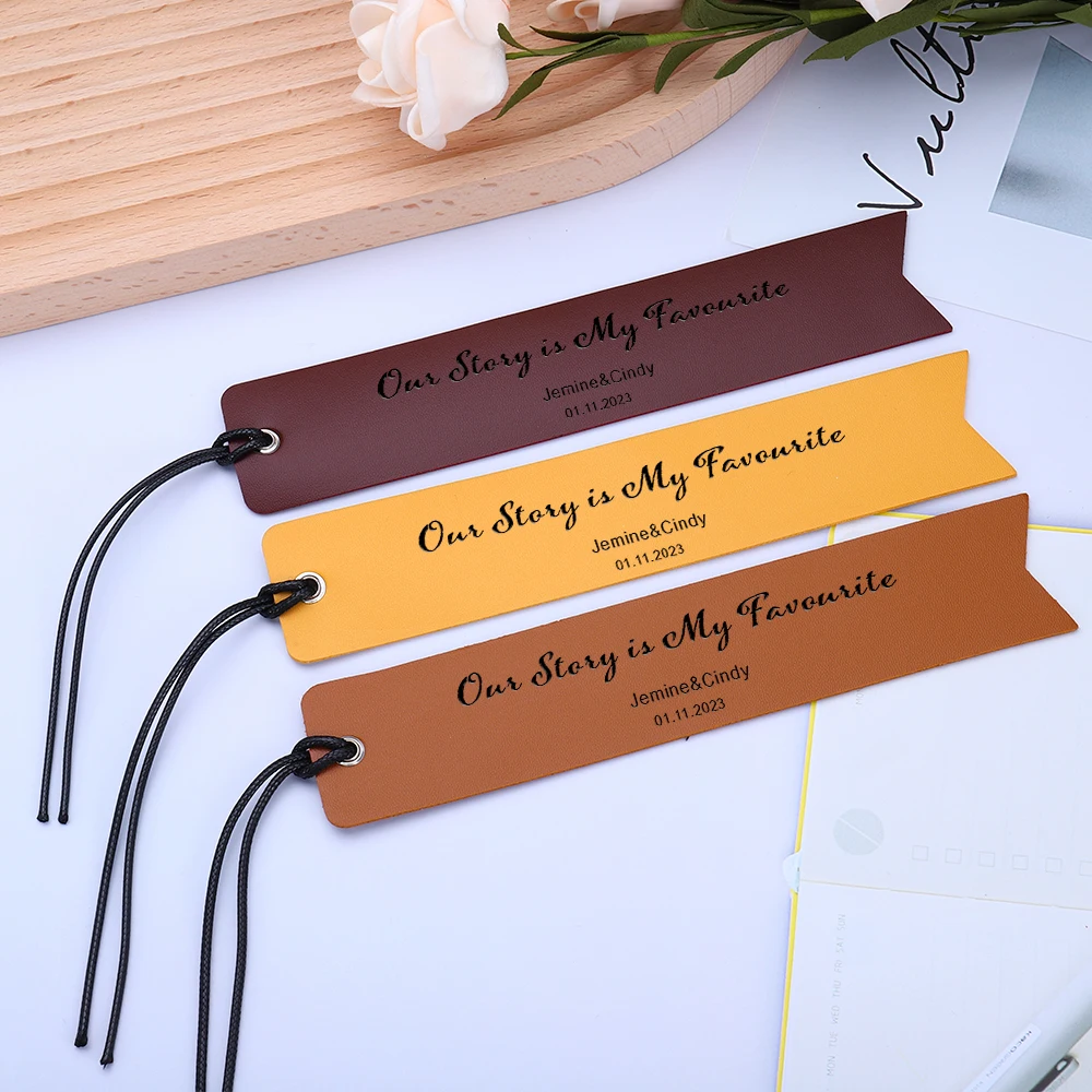 

Personalized Leather Bookmark with Our Story is My Favourite Custom Name Date Bookmark Anniversary Gift for Girlfriend Boyfriend