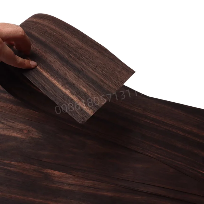 Custom Natural Ebony Veneer,2 Pieces, about 13x90cm, 0.5mm thick, for for Guitar Making & DIY Woodworking, Coffee