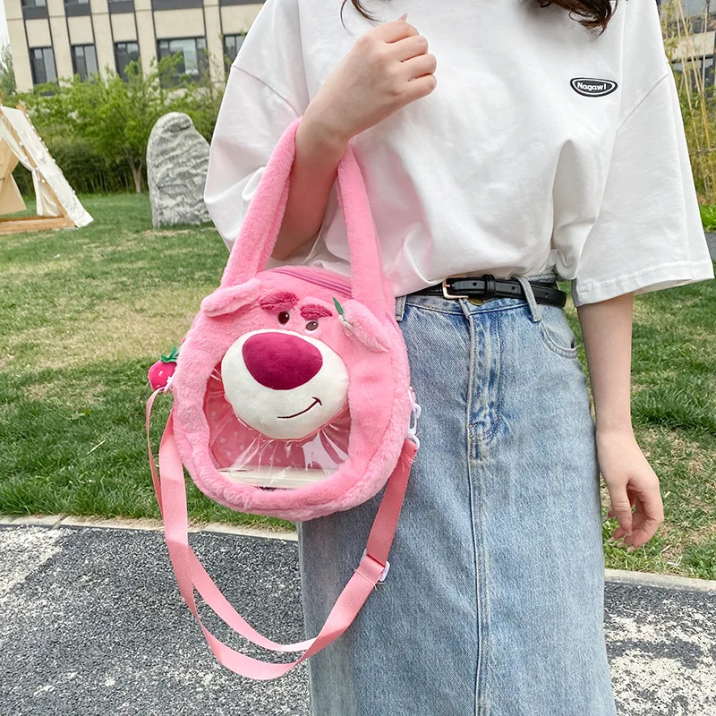 Japanese New Disney Anime Lots-O-Huggin Bear Alien Mike Sullivan Large-Capacity Girl One-Shoulder Bag Plush Transparent Handbag