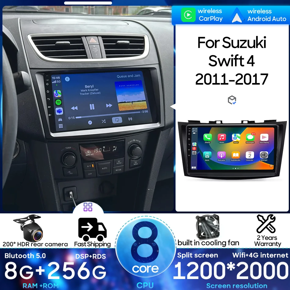 

Android 15 Car Multimedia Player For Suzuki Swift 4 2011 - 2017 Wireless CarPlay Auto 2DIN Video Stereo GPS Navigation Head Unit